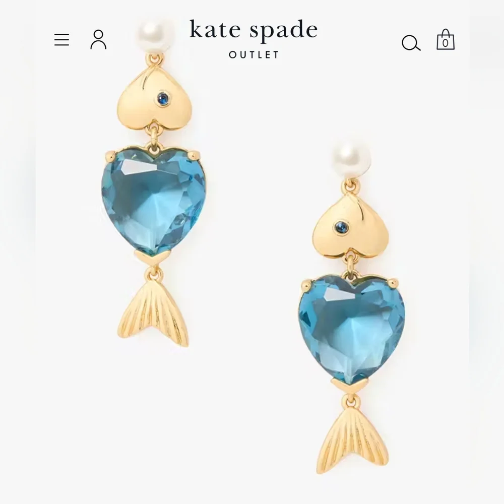 New Kate Spade What a Catch Fish Statement Earrings💙🐟💎